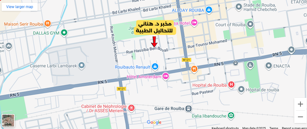 موقع مخبر د. هناني على خريطة جوجل